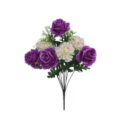 RAMO ROSAS-CLAVELES X9- 43 CM VIOLETA