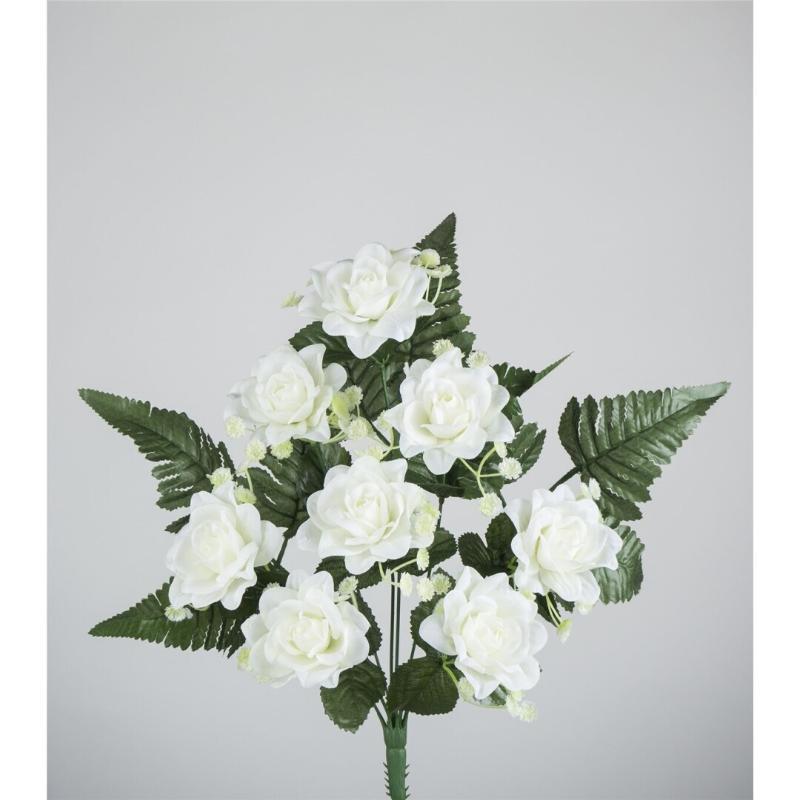 RAMO ROSA FRONTAL X8 45 CM BLANCO