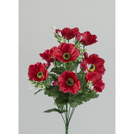RAMO AMAPOLA X9 45 CM ROJO