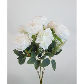RAMO ROSA/HORTENSIA X9 50X35 CM BLANCO