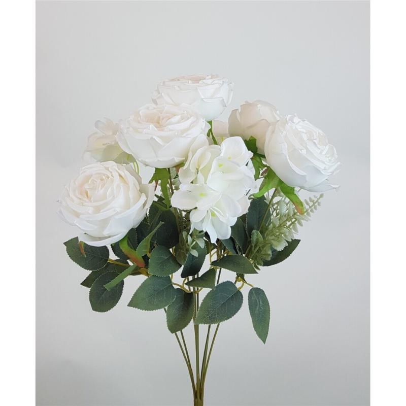 RAMO ROSA/HORTENSIA X9 50X35 CM BLANCO