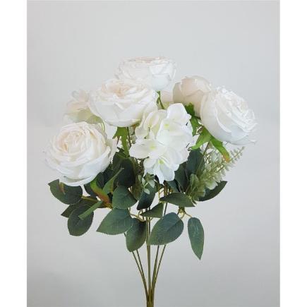 RAMO ROSA/HORTENSIA X9 50X35 CM BLANCO