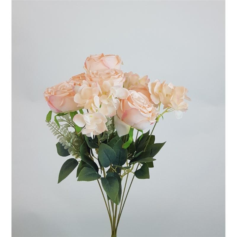 RAMO ROSA/HORTENSIA X9 50X35 CM SALMON