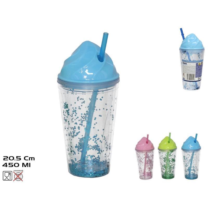 VASO C/CAÑITA HALEY 3 COL SRT 450 ML