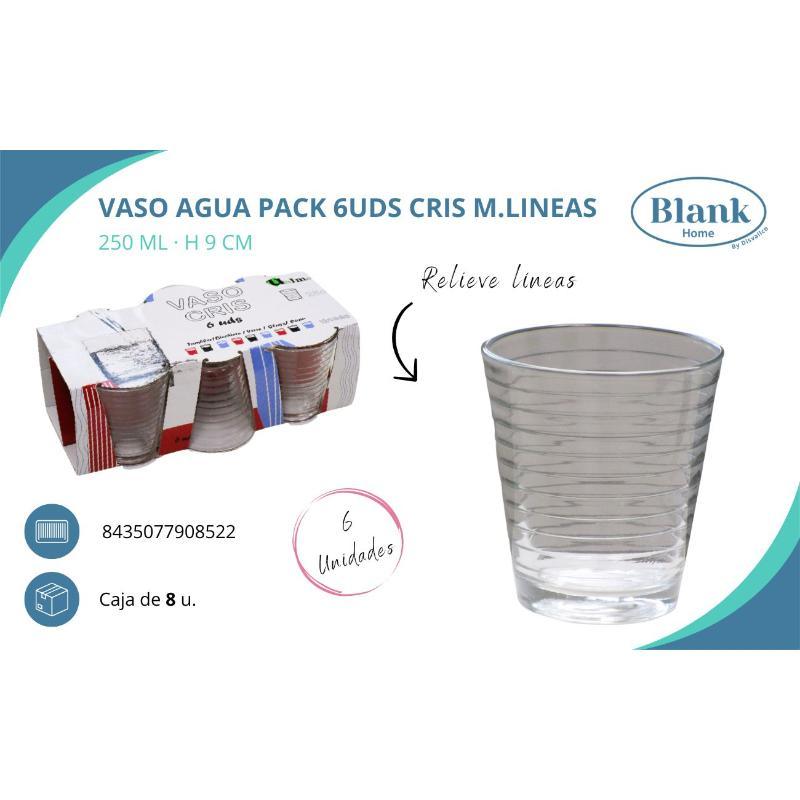 VASO AGUA PACK 6 UDS CRIS M.LINEAS