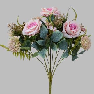 RAMO ROSA RELLENO X12 52 CM ROSA