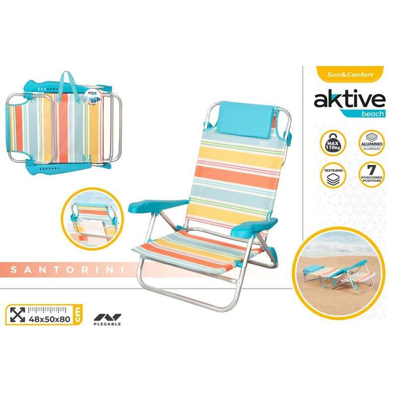 SILLA PLEGA ALU 8 POSI 48X60X90 CM C/COJIN - SANTORINI