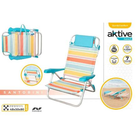 SILLA PLEGA ALU 8 POSI 48X60X90 CM C/COJIN - SANTORINI