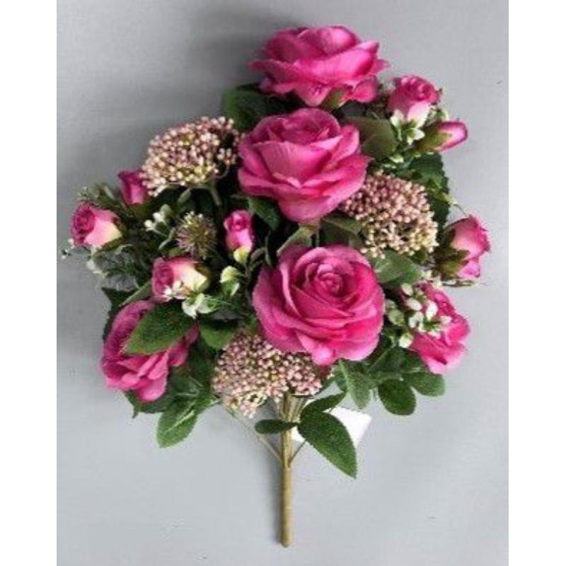 RAMO ENCARADO *12 ROSAS FUCSIA