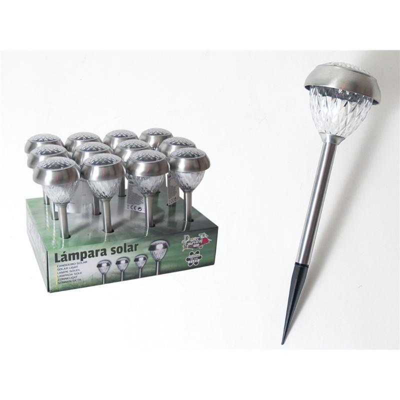 LAMAPARA SOLAR 2 LED ACERO INOX 36.5 CM
