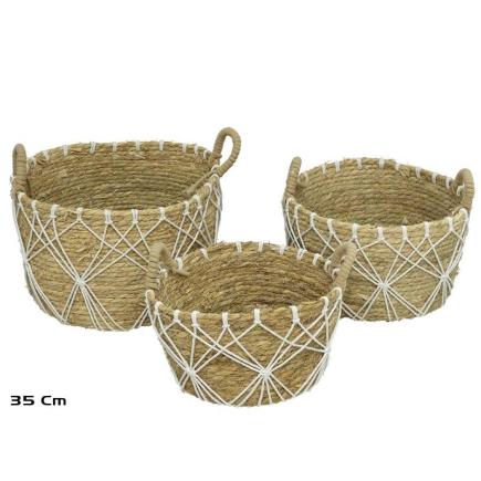 SET 3 CESTOS CON ASAS DEMETER 35X23 CM