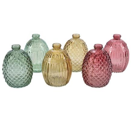 BOTELLA CRISTAL FACETADA PANZA D2.5 H12 3 MIX COL 2 MIX DES