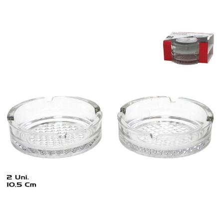 SET 2 CENICEROS CRISTAL ROTANA 10.5 CM