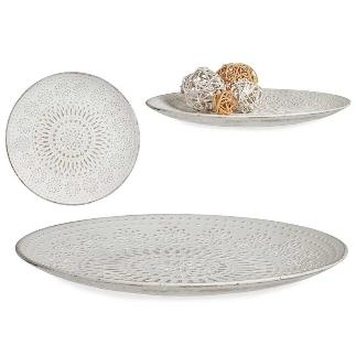 PLATO MADERA DECORACION MANDALA BLANCO 35 CM.