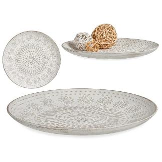 PLATO MADERA DECORACION MANDALA BLANCO 29CM.
