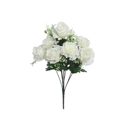 RAMO ROSAS-CLAVELES X9 43 CM BLANCO