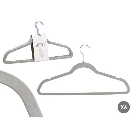 SET 6 PERCHAS FLOCADA GRIS