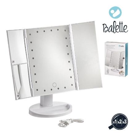 ESPEJO 24 LEDS CUADRUPLE ABATIBLE X1X2X3