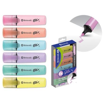 MARCADOR GLITTER 6 COLORES PASTEL