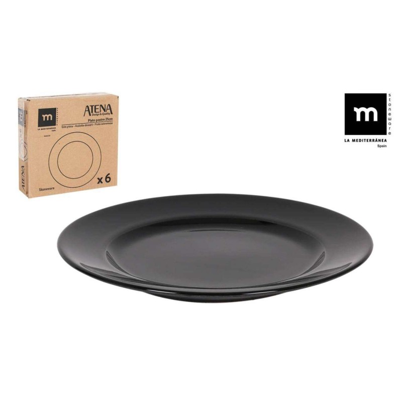 PLATO POSTRE 21 CM NEGRO BRILLO