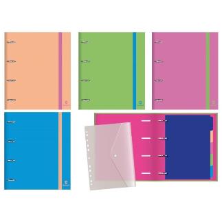 CARPETA A4 NEON-PASTEL 4A 35D PP 5 SEP+SOBRE