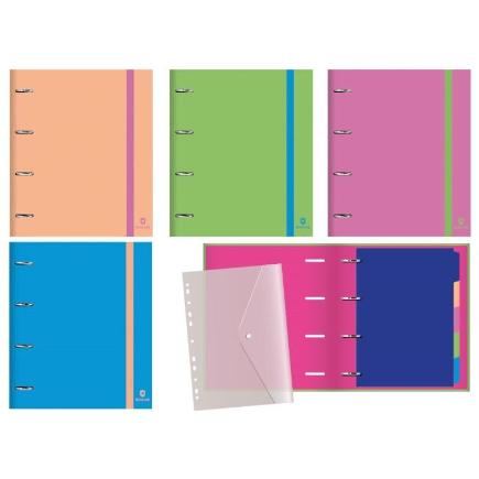 CARPETA A4 NEON-PASTEL 4A 35D PP 5 SEP+SOBRE