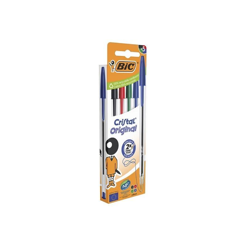 BOLIGRAFO BIC CRISTAL MEDIO CAJA 5 SURT