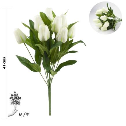 RAMO TULIPAN 12 TALLOS 41 CM BLANCO