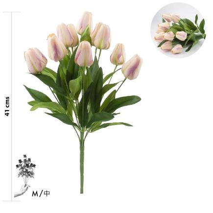 RAMO TULIPAN 12 TALLOS 41 CM ROSA