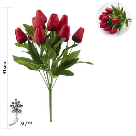 RAMO TULIPAN 12 TALLOS 41 CM ROJO
