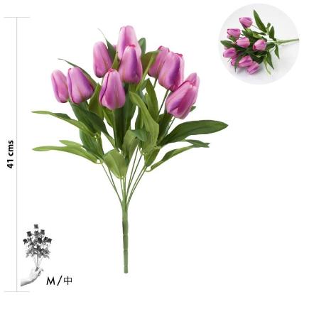 RAMO TULIPAN 12 TALLOS 41 CM FUCSIA