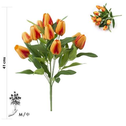 RAMO TULIPAN 12 TALLOS 41 CM NARANJA