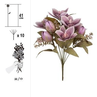 RAMO MIX TULIPAN/ORQUIDEA 10 TALLOS 41 CM MALVA