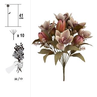 RAMO MIX TULIPAN/ORQUIDEA 10 TALLOS 41 CM VERDE TIERRA