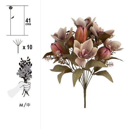 RAMO MIX TULIPAN/ORQUIDEA 10 TALLOS 41 CM VERDE TIERRA