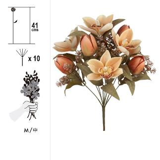 RAMO MIX TULIPAN/ORQUIDEA 10 TALLOS 41 CM NARANJA