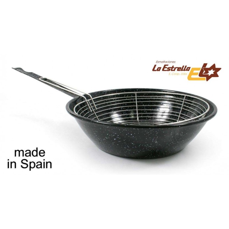 SARTEN HONDA C/CESTILLO 28CM. JASPEADA SARTEN HONDA C/CESTILLO 28CM. JASPEADA