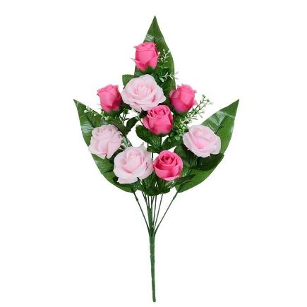 CONJUNTO ROSAS MIX X9-53 CM FUCSIA