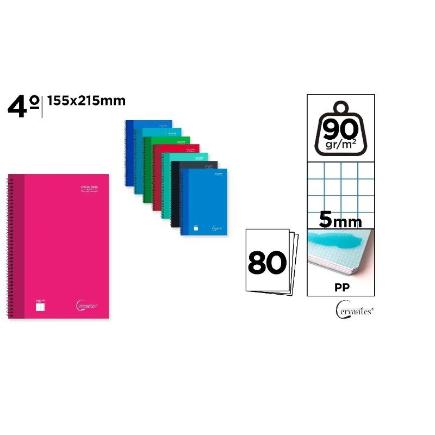 CUADERNO ESPIRAL 4º 80 HOJAS 90 G/M 5X5