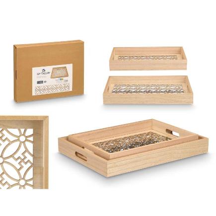 SET 2 BANDEJAS RECT FLOR