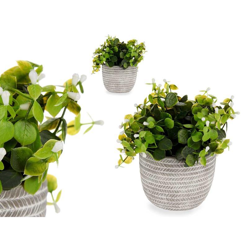 PLANTA VERDE FLOR BLANCA CON MACETA GRIS