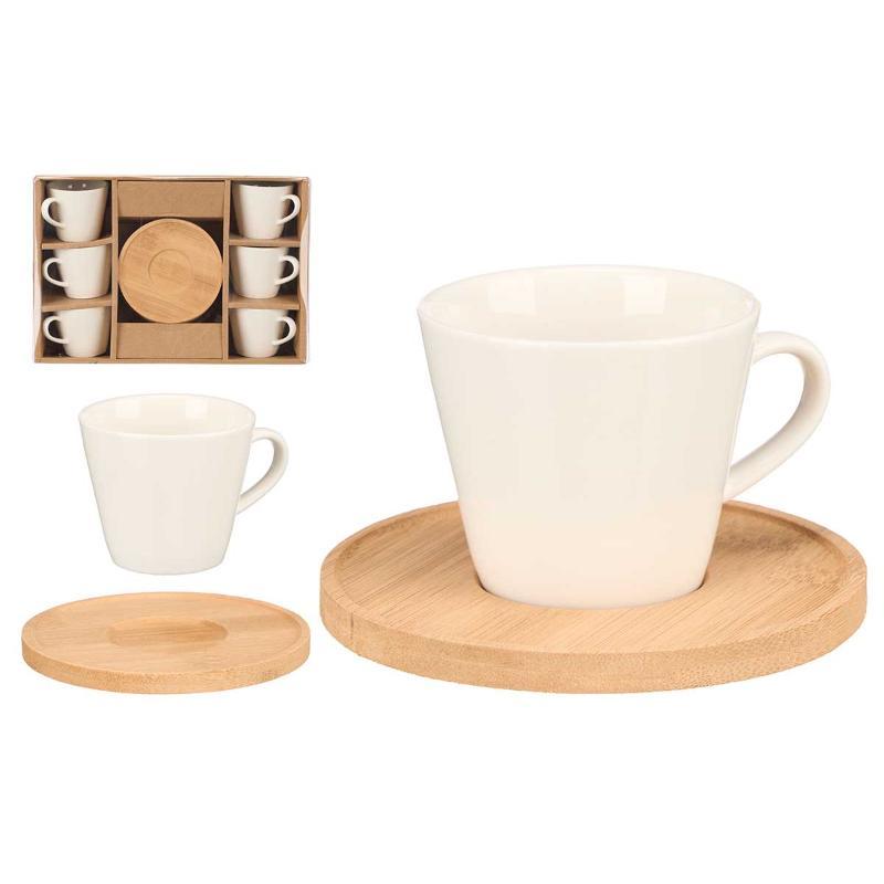 SET 6 TAZAS PLATOS BAMBU CAFE LISA