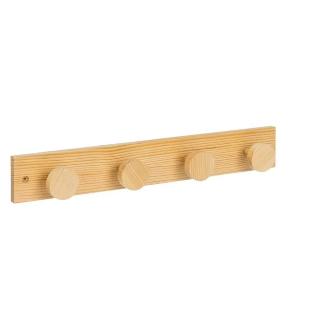 PERCHERO 4 GANCHOS PINO NATURAL 40X5.5X6 CM