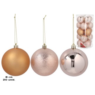 BOLA 8 CM X20 MOTLEY ORO ROSA