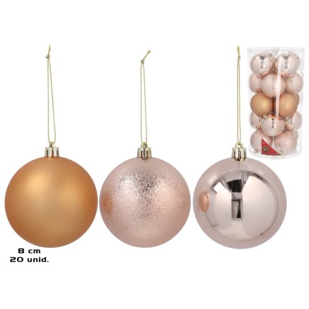 BOLA 8 CM X20 MOTLEY ORO ROSA