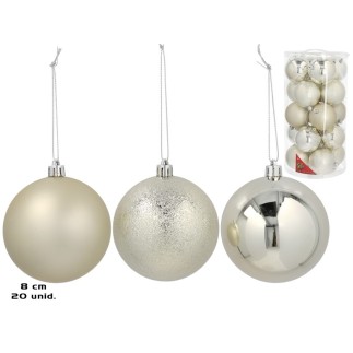 BOLA 8CM X 20 MOTLEY PLATA