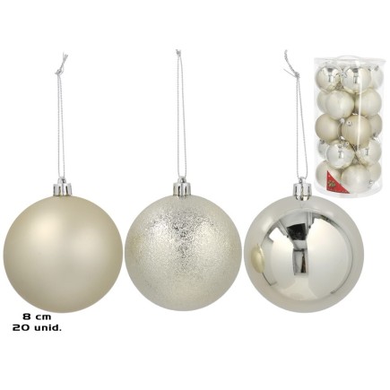 BOLA 8CM X 20 MOTLEY PLATA