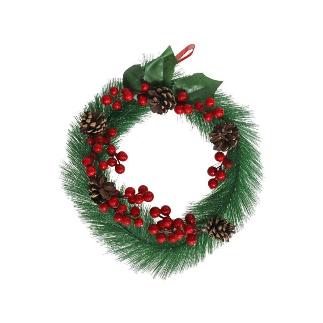 CORONA NAVIDAD HOJAS MUERDAGO 30 CM