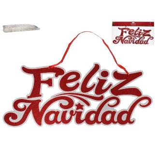 CARTEL FELIZ NAVIDAD COLGANTE 43X18 CM