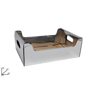 CAJA CARTON PLATA METALIZADO 30X20X10 CM